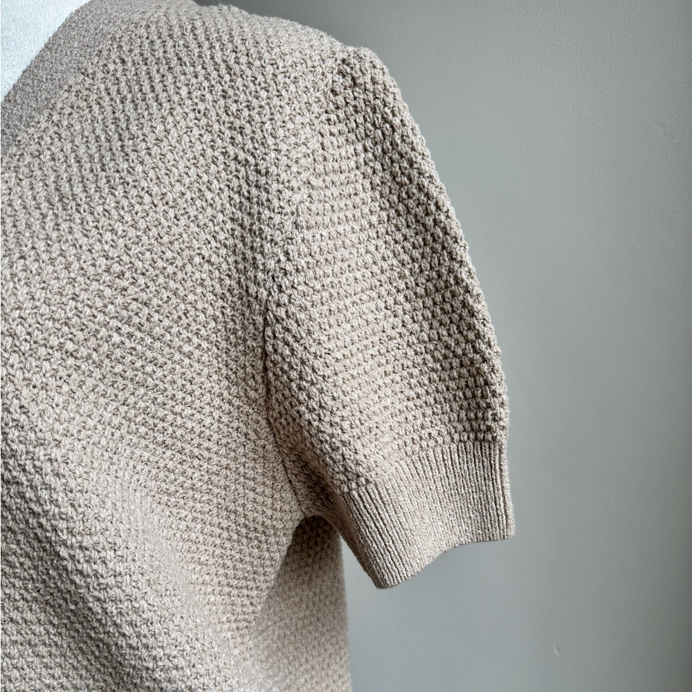 Zara Star Button Knit Women’s Cardigan Short Sleeve Tan Beige Size Medium - Picture 7 of 9